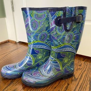 Chooka multicolored rain boots, size 9.